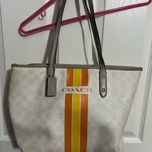 Coach Cream, Yellow and orange  tote Bag/purse